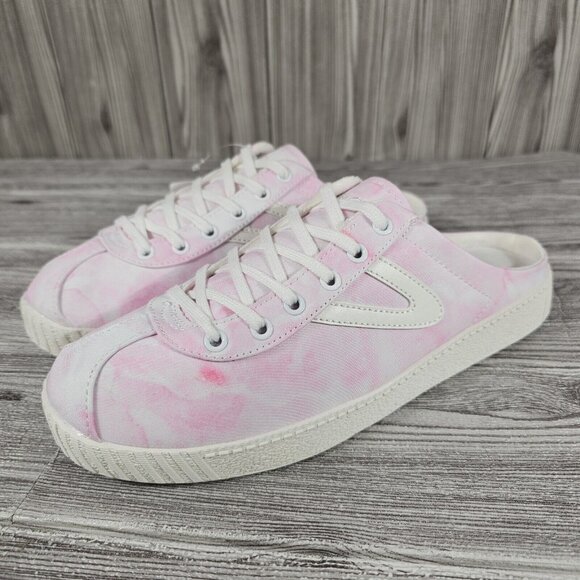 Tretorn Lace up Sneaker Mules Easy Nylite Canvas Pink/White Dye Women's Sz 9 NEW - Picture 8 of 16